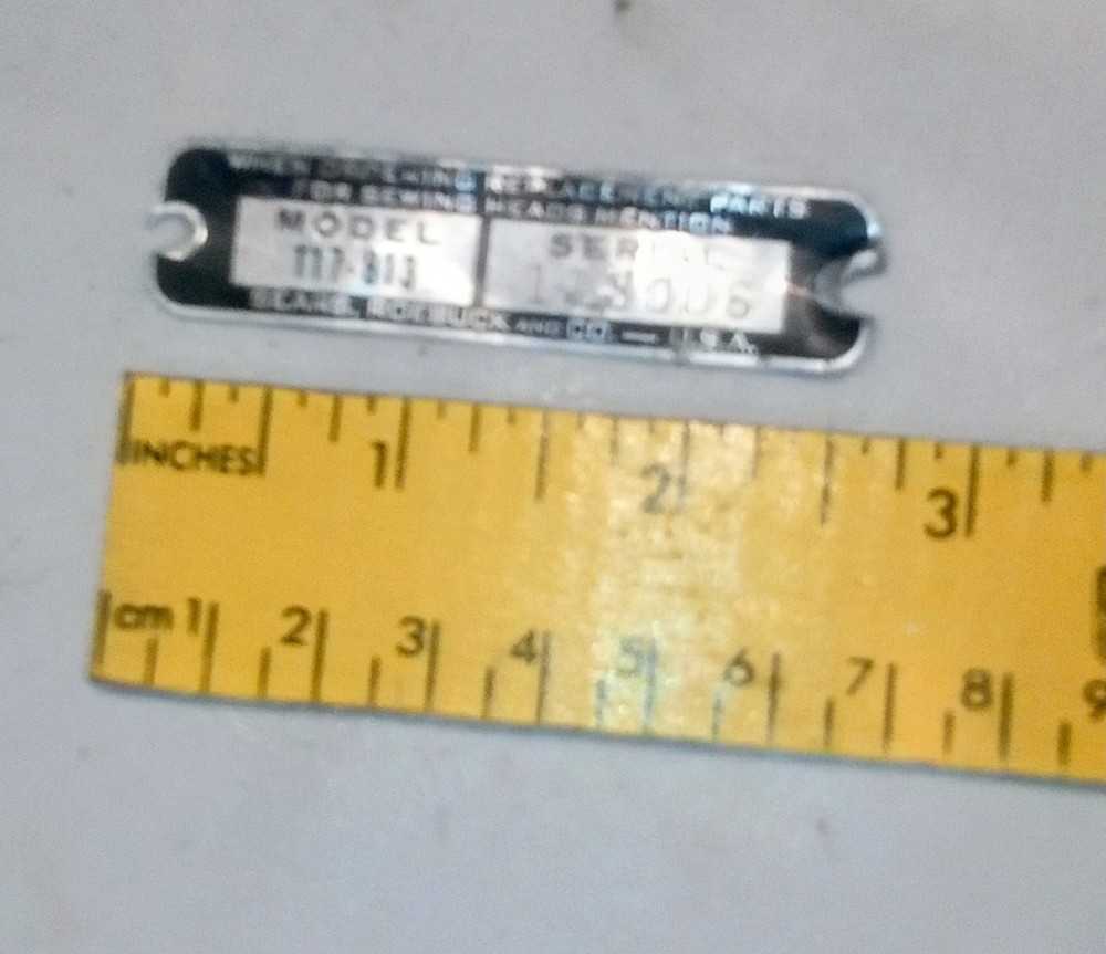 vintage sewing machine nameplate sears roebuck & co.