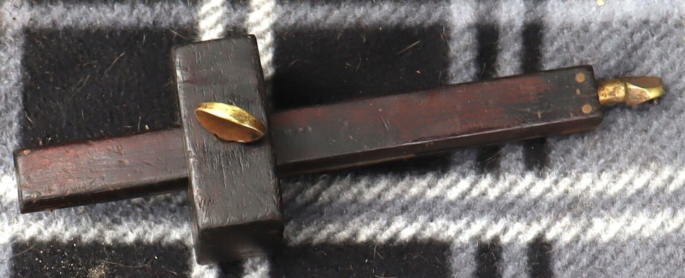 Antique wood and brass gauge,scrib tool