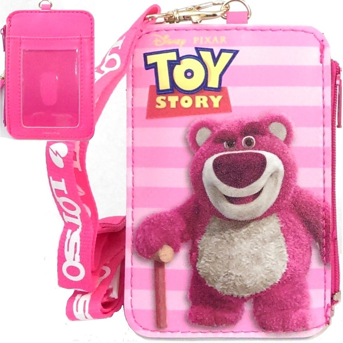 Toy Story Lotso Coin Purse Badge ID Card Holder Case Wallet Pouch Bag Lanyard