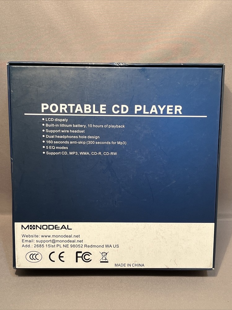 Monodeal Portable CD Player with Headphones CW605 Compact Design CD Player