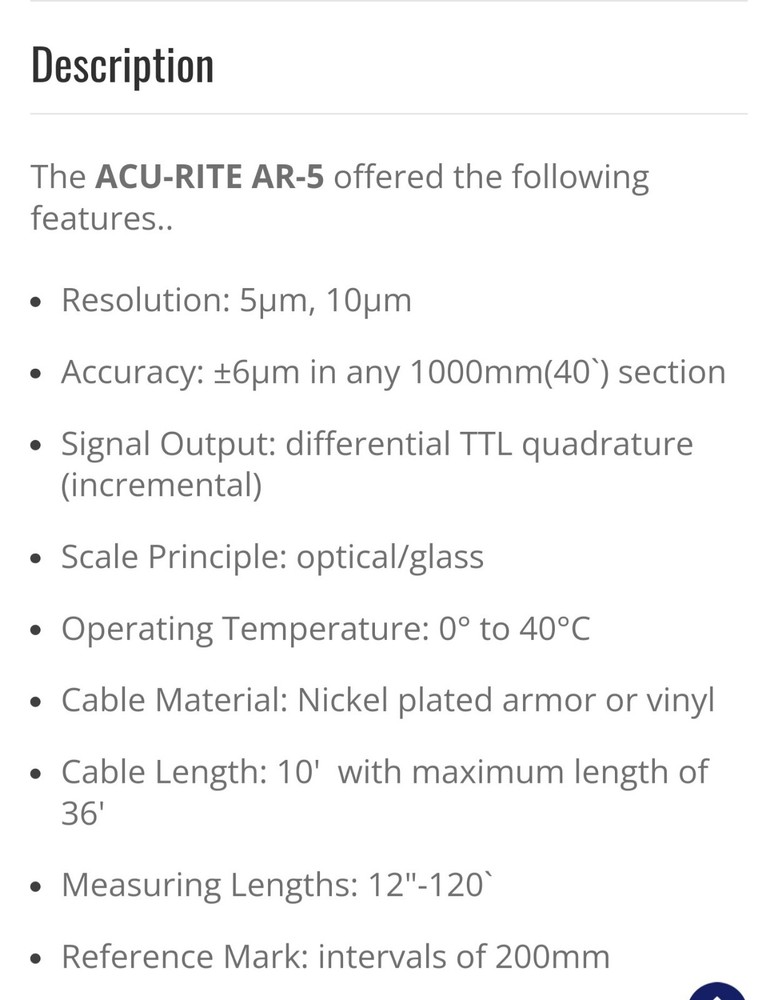 ACU-RITE linear Encoder AR5 scale 26" Length 120 Armor Metric