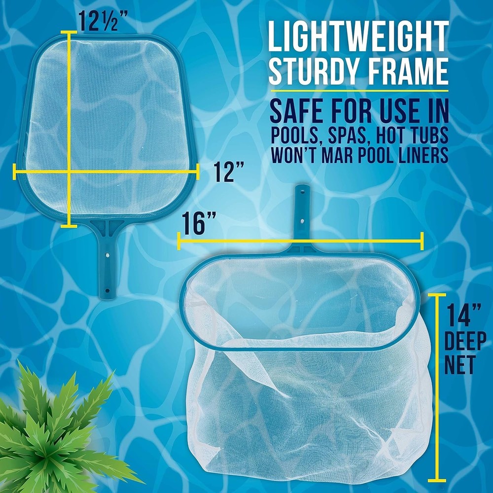 Leaf Skimmer & Rake Net Set for Pools - Lightweight Design for Fast Cleaning