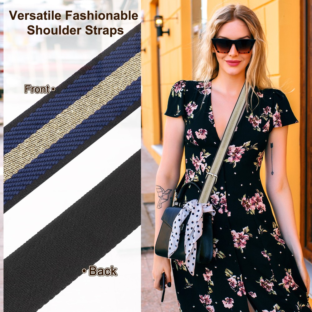10Yards Nylon Webbing Strap, 38mm Striped Webbing Bag Strap, Dark Blue