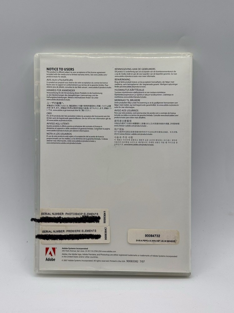 Adobe Photoshop Elements 6 & Premiere Elements 4 Disks w/ Serials