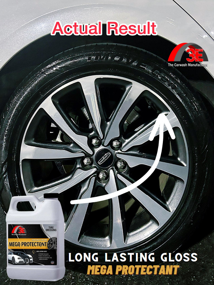 Mega Protectant Sprayable Tire Coating & Dressing Silicon-Based Formula Half Gal