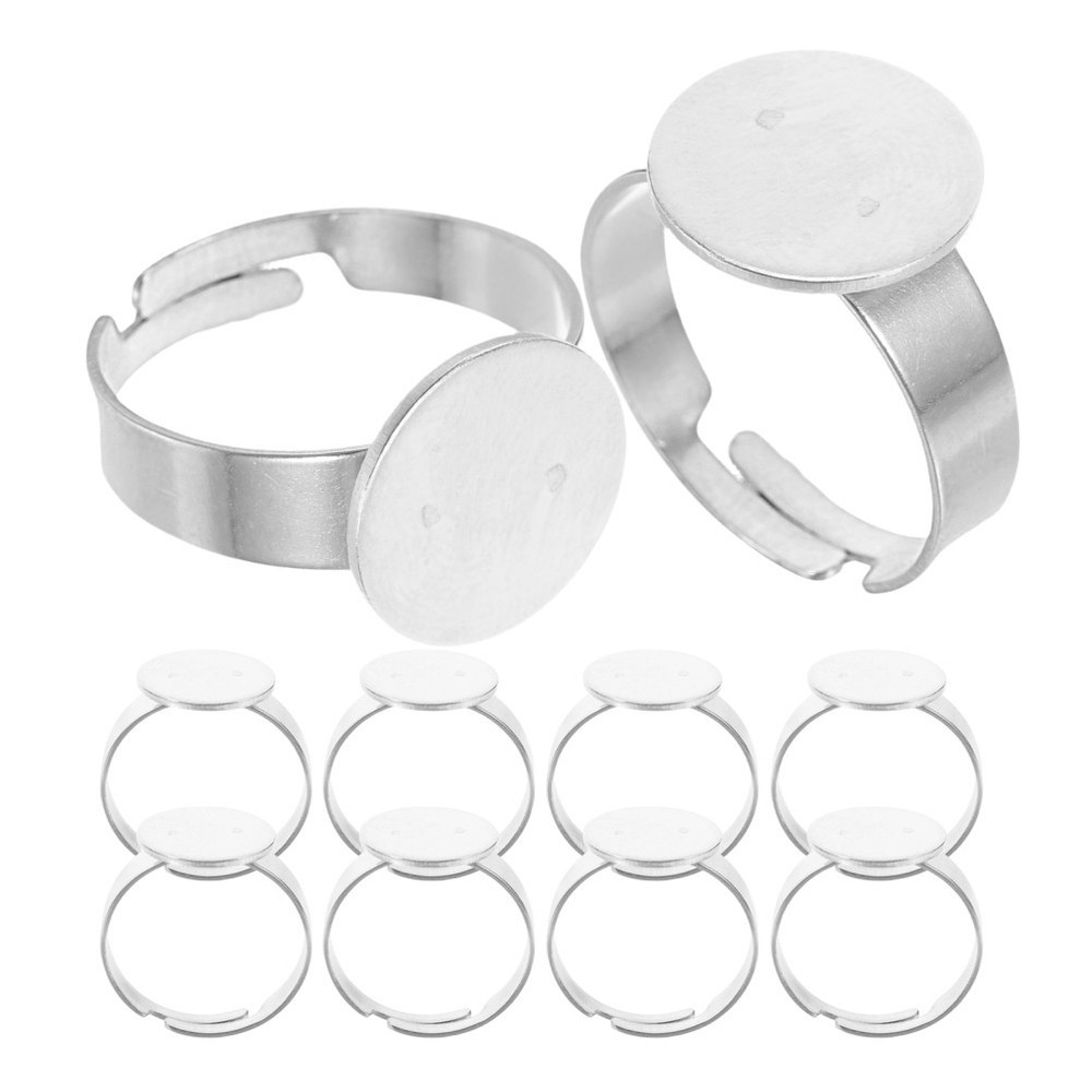 20Pcs 12mm Stainless Steel Ring Holder Adjustable Ring Tray (Silver)
