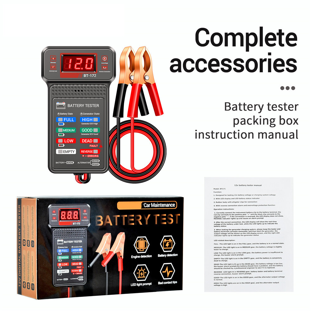 12V Battery Tester Battery Load Tester Battery Analyzer Battery Status-Indicator