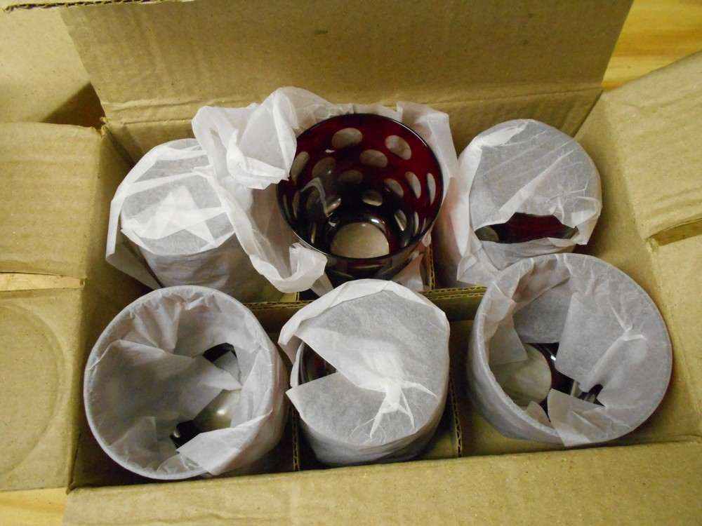 Set Of 6 Ruby Coin Spot Glasses