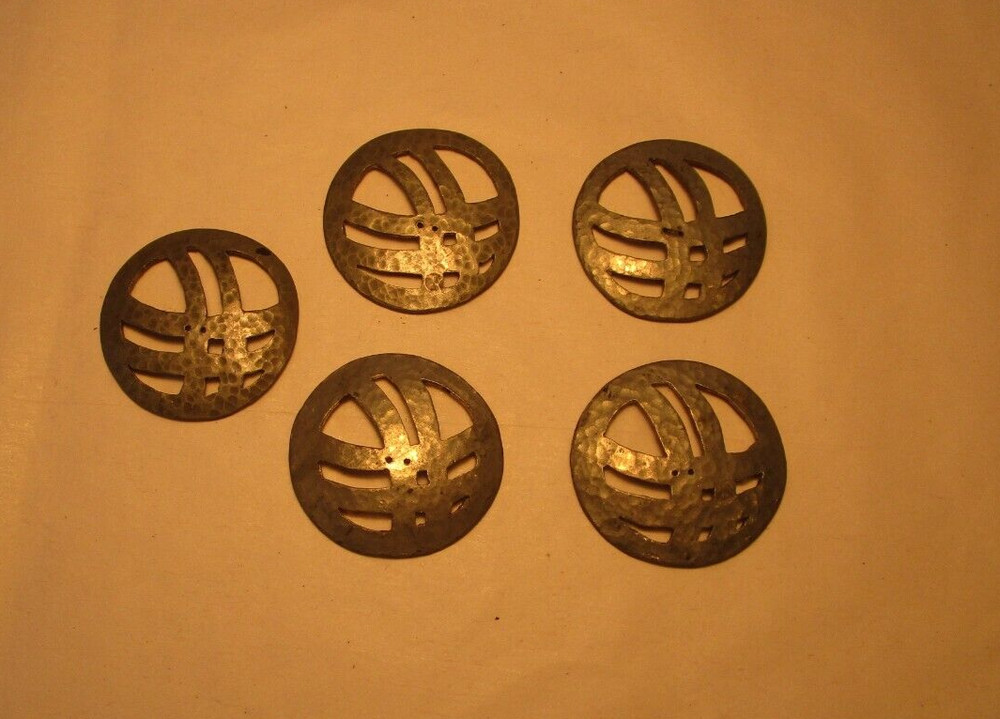 Mid Century Modern 5 Large Cut Metal Buttons Atomic