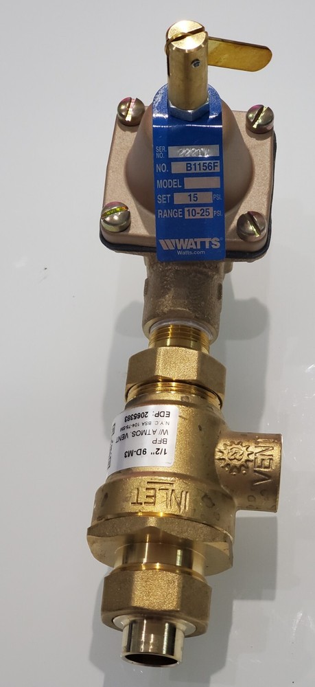 WATTS AUTOMATIC FILL VALVE& BACKFLOW PREVENTER(B911S-M3) 1/2 EDT# 0386462