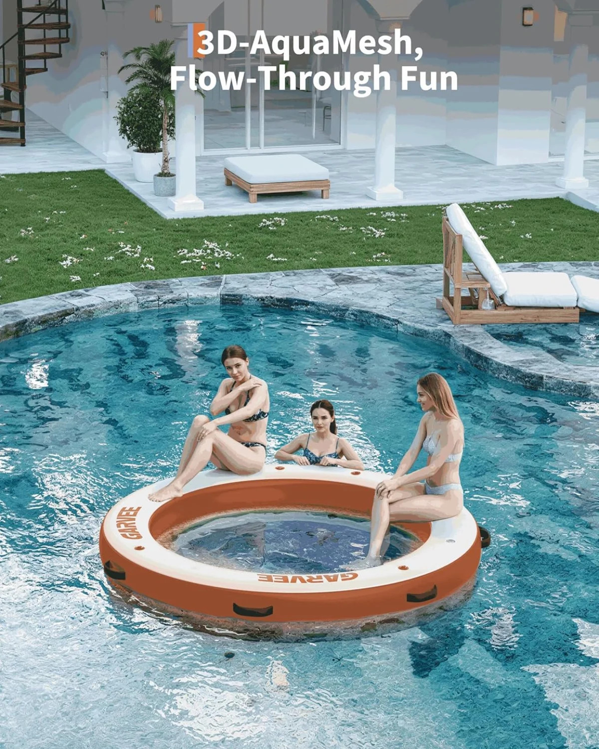 Inflatable Floating Island 8Ft X 8Ft, Portable Water Dock for Beach, Pool, Lake