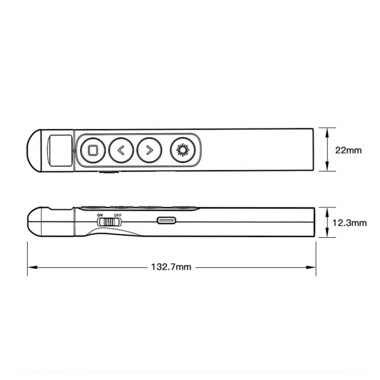 Wireless Presentation Remote Laser Pointer Rechargeable RF 2.4GHz 100M Range
