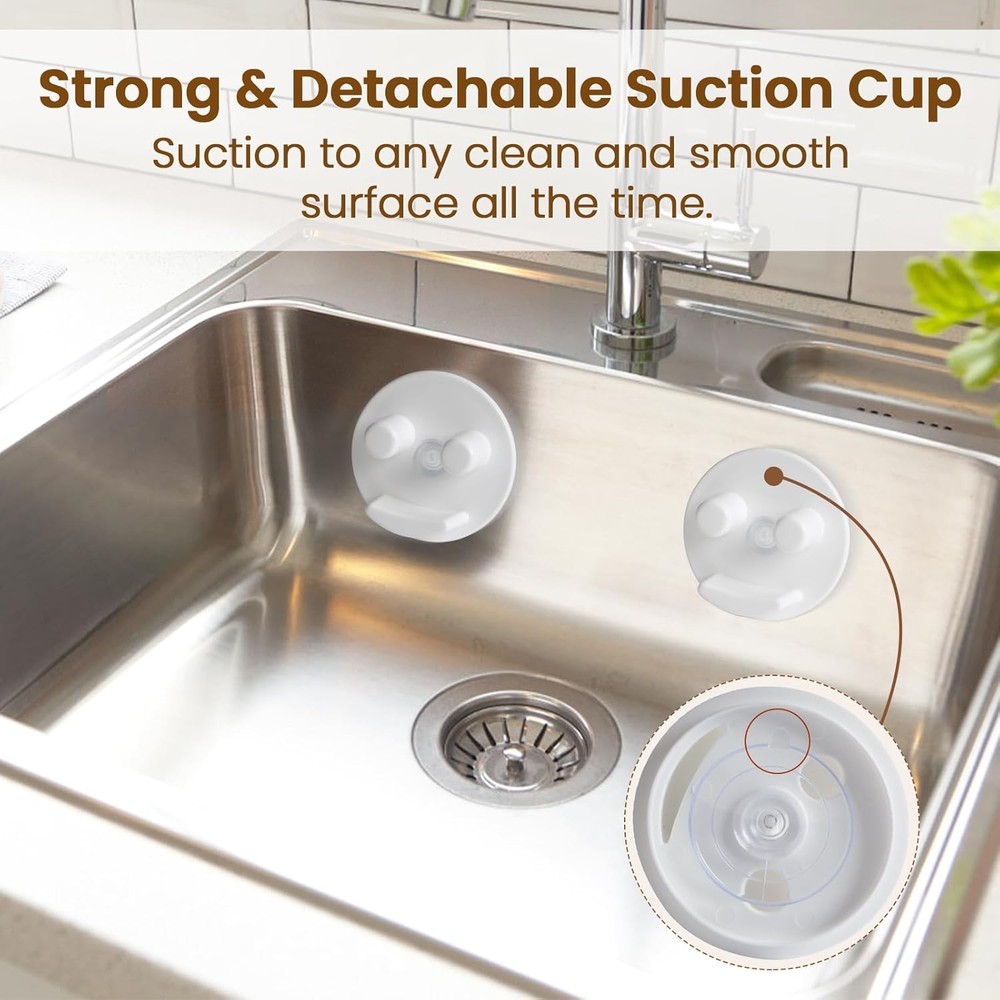 Sponge Holder, Sink Caddy w/Suction Cup Installation, 1 Pack, White