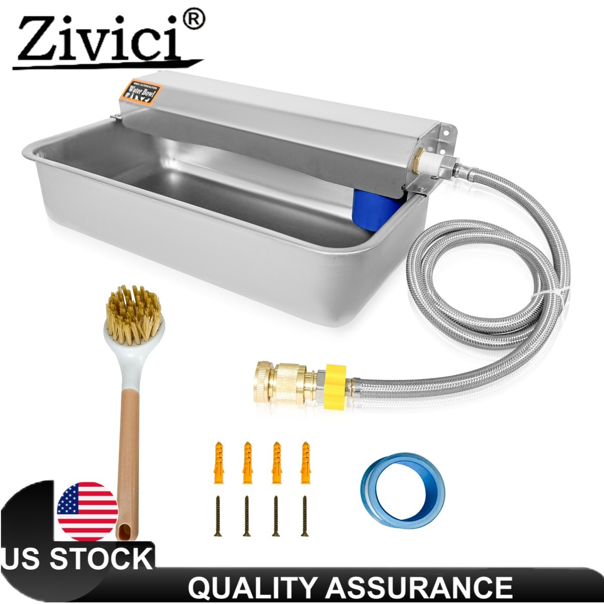 2 Gallons 304 Stainless Steel Automatic Water Dispenser for Pets & Livestock