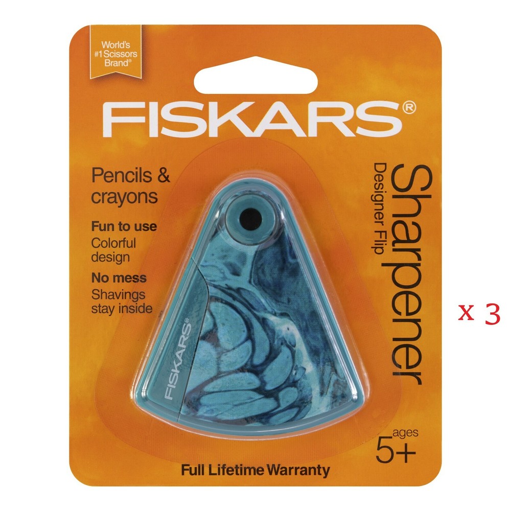 Fiskars Designer Flip  Sharpener -  Sharpen Pencils & Crayons with No Mess!