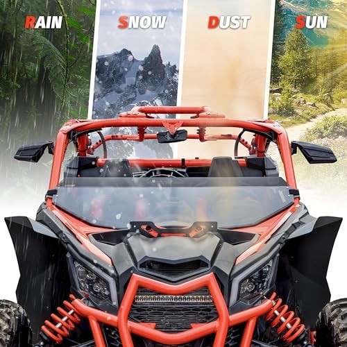 X3 Dark Tinted Half Windshield, Poly Vented Mid Windscreen Window for Can-Am