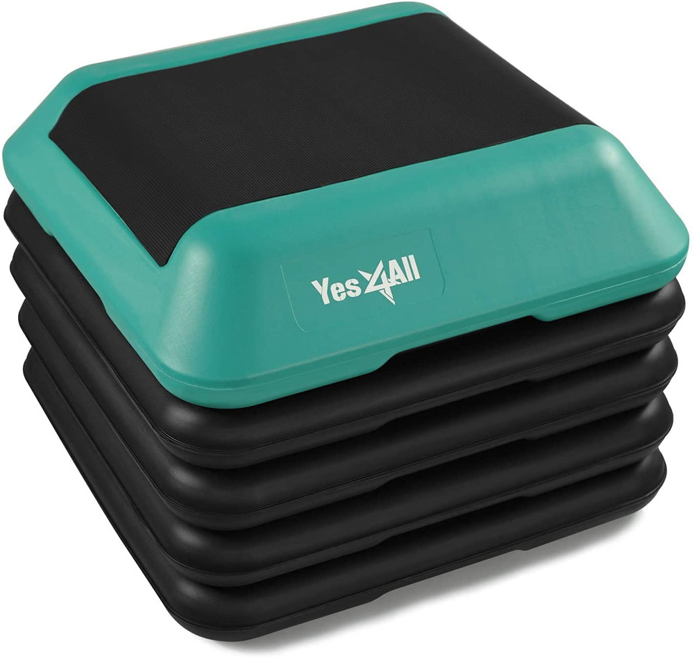 16"X16" Adjustable High Step Aerobic Platform with 4 Risers, Height-Adjustable 4