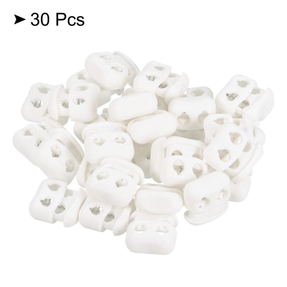 Cord Locks, 30 Pack Oval Spring Toggle Stopper, White