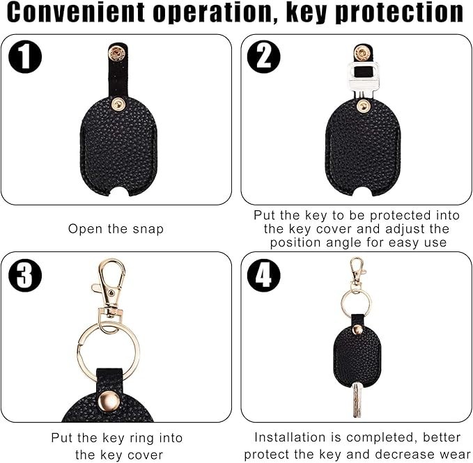 Leather Car Key Sleeve, Broken Loop Replacement PU Keychain Protector With Iron