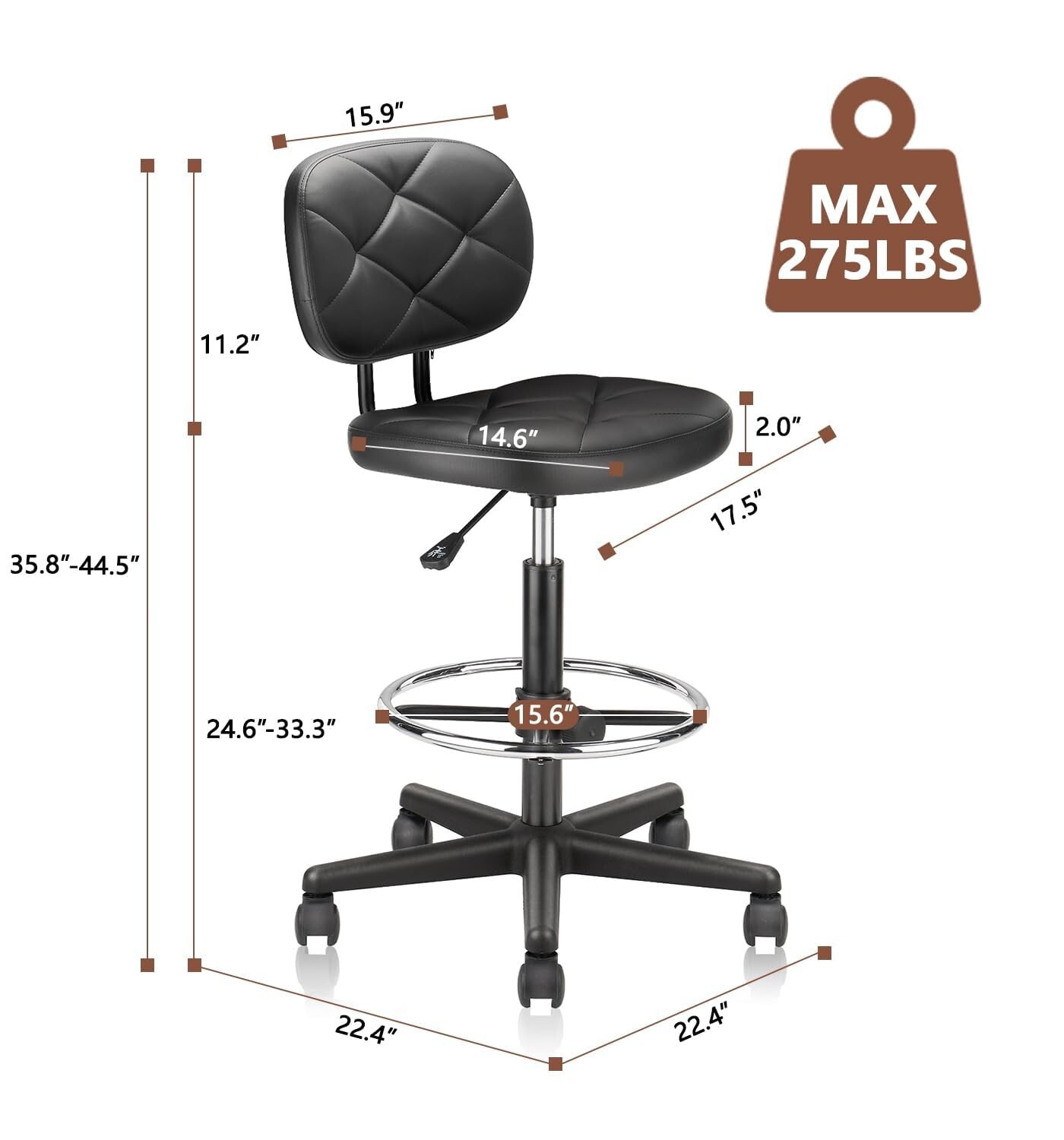 Hydraulic Rolling Swivel Stool Salon Spa Tattoo Chair Height Footrest Adjustable
