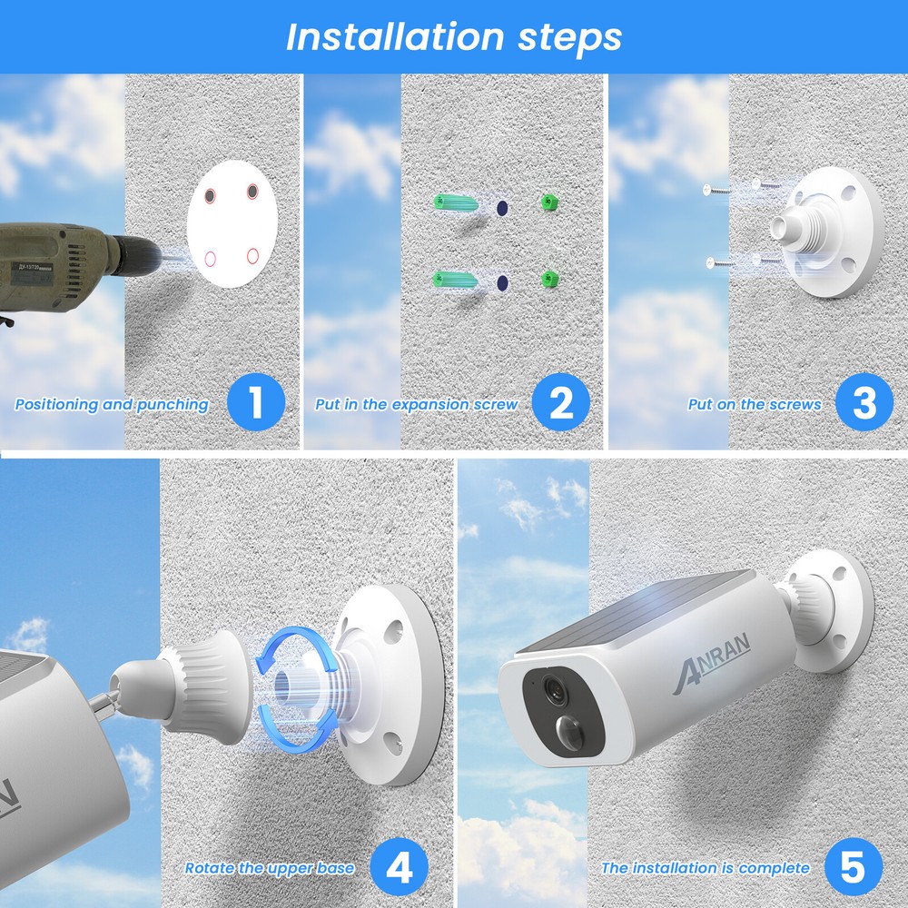 2Pack 3MP Solar Security Cameras System Wireless Outdoor Full Color Night Vision