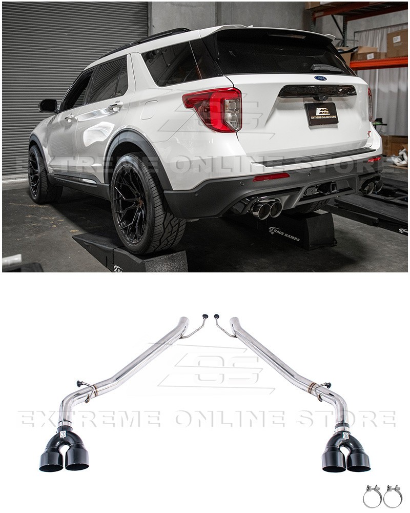 Muffler Delete Axle Back 4" Black Tips For 20-Up Ford Explorer Aviator 3.0 V6