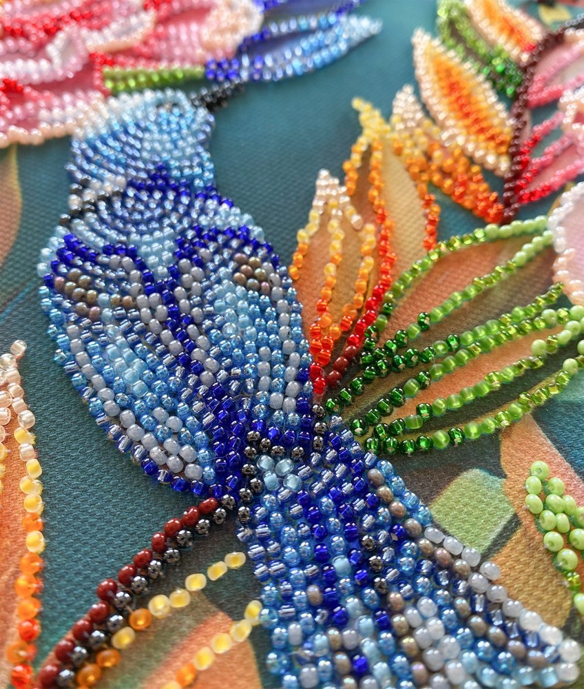 Bead Embroidery Kit DIY "Spring commotion" Beaded Needlepoint Craft Set