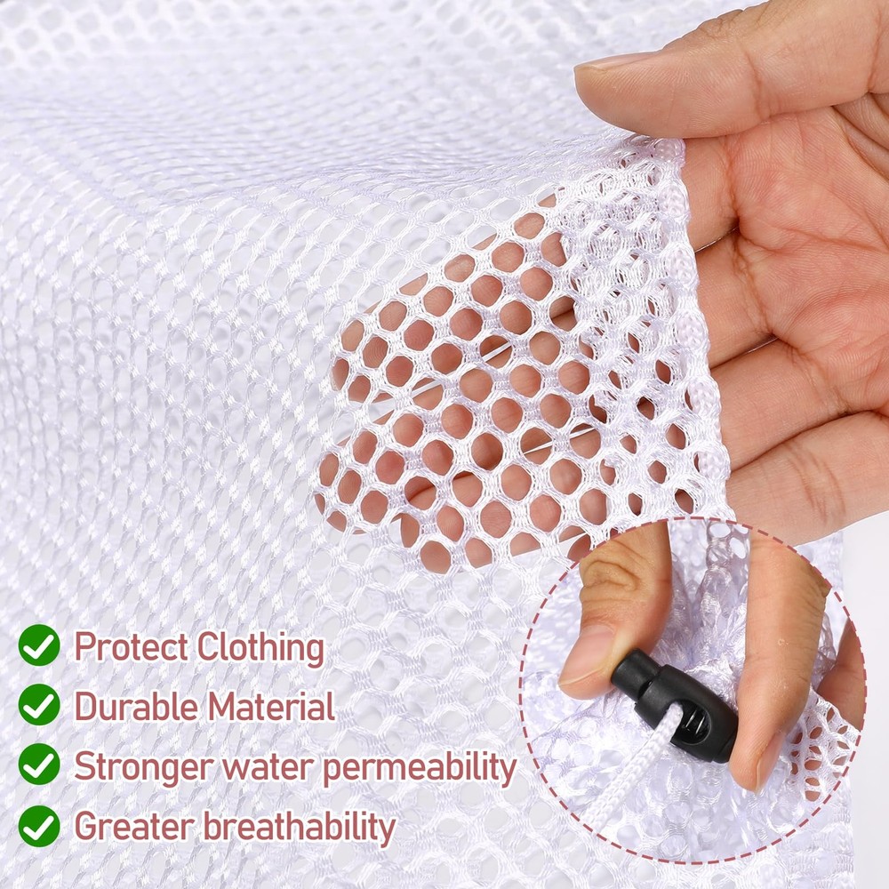 2pcs Mesh Laundry Bags for Socks, Machine Washable Drawstring Design Travel M...