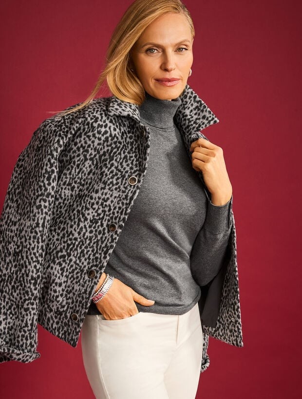 Brushed Jacket - Snow Leopard at Talbots, NWT $229, All size a available.