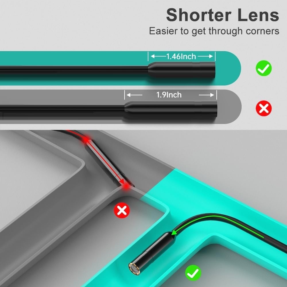 1080P HD Endoscope Camera 16.5ft Borescope 8 LED Light iOS Android 8mm