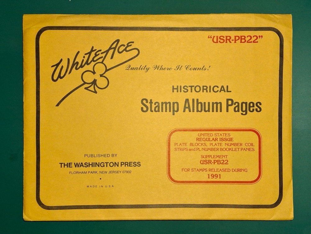White Ace Stamp Album Supplement - Regular Issue Plate Blocks - 1991  USR-PB22