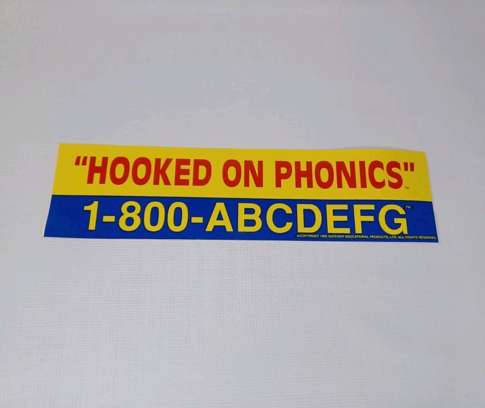 Vintage 1992 Hooked on Phonics Bumper Sticker