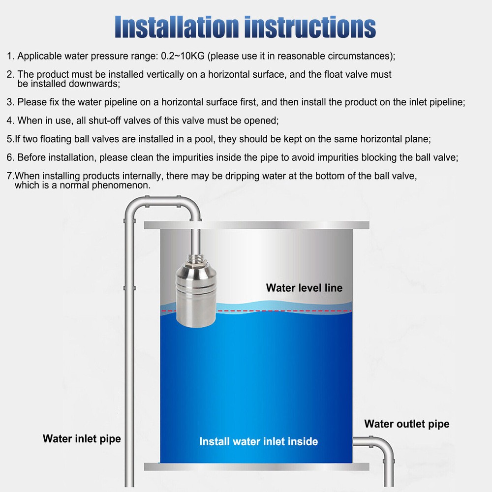 Valve Automatic Water Level Control Valve Float Valve Water Tank Shutoff Valve