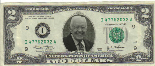 Jimmy Carter $2 Dollar bill Mint real