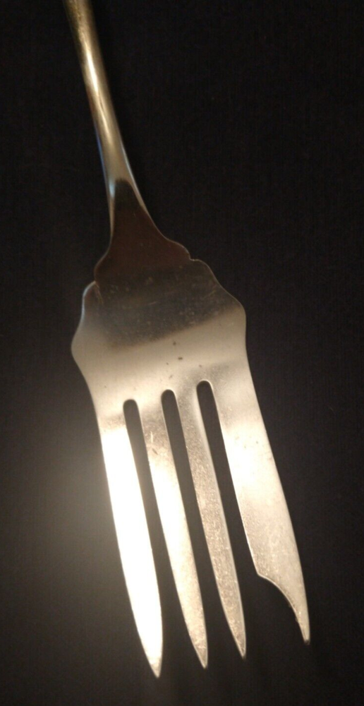 silverplated COLD MEAT (serving) FORK fancy beaded SHELL PATTERN Jarvis & Son