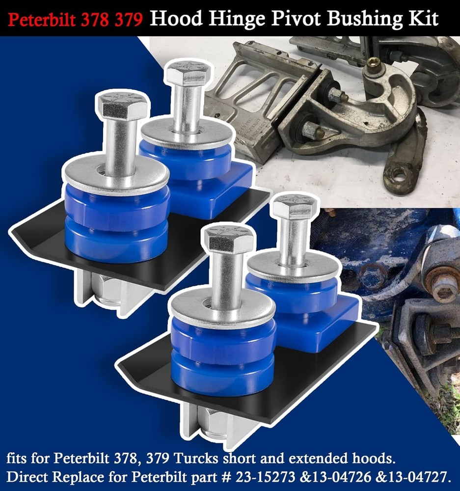 Engine Hood Hinge Pivot Bushing Kit Mounting Bolt Full Set For Peterbilt 378 379