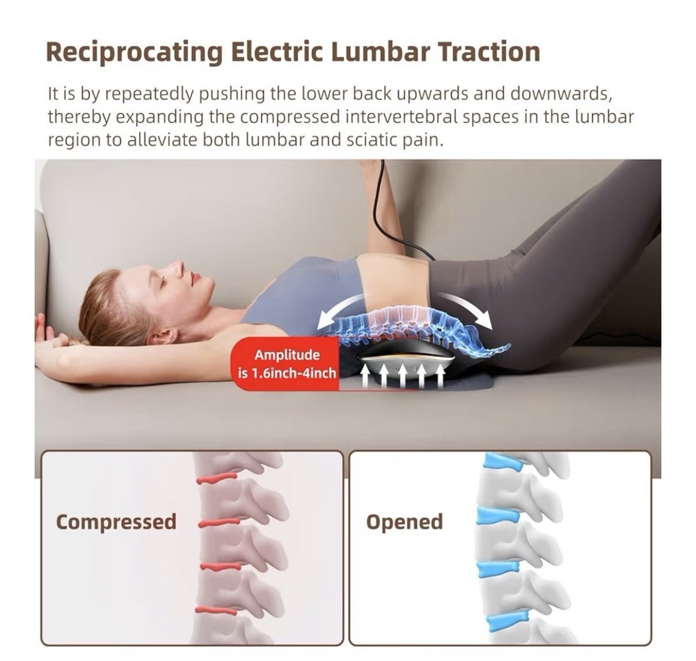 Electric Lumbar Traction Device, Multifunctional Back Traction Device with Dy...