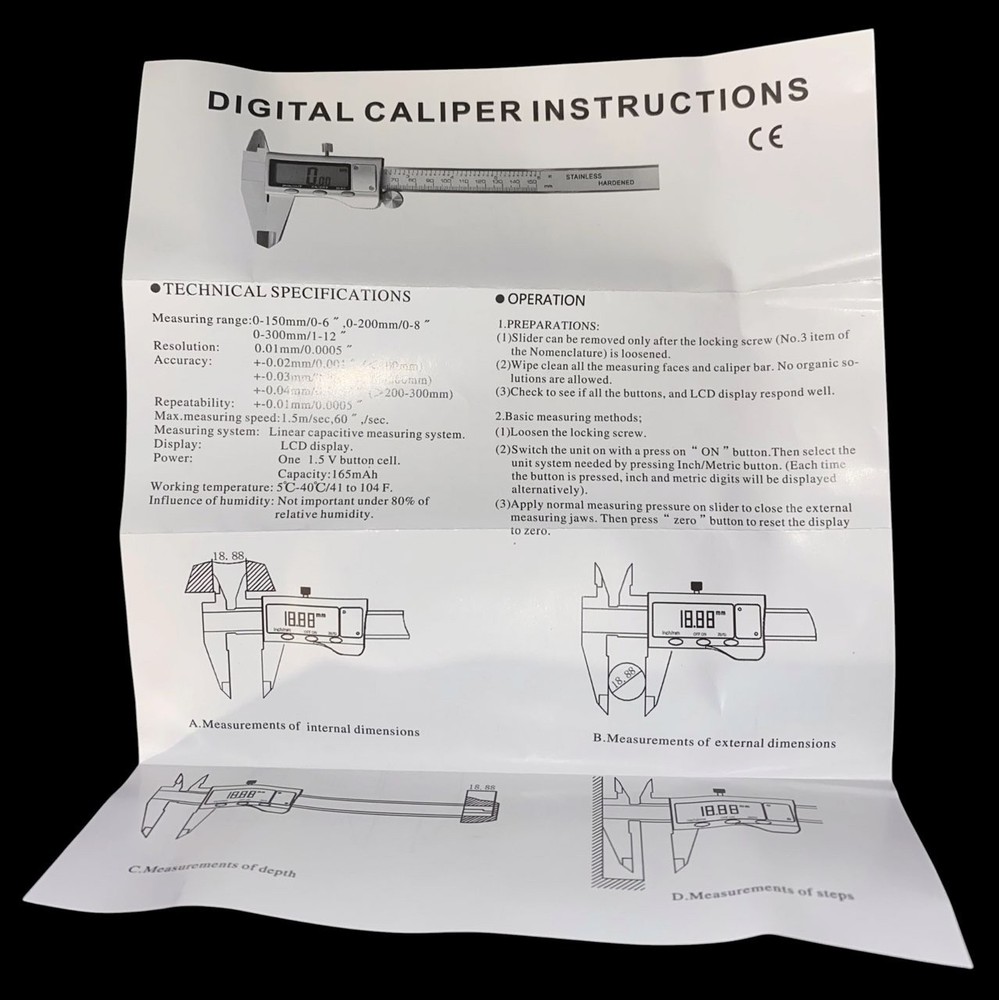 Digital Caliper With Case Instructions Batteries New