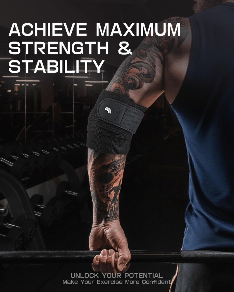 Elbow Wraps for Weightlifting (1 Pair) - Double-Layer Reinforced 40'' Elastic...