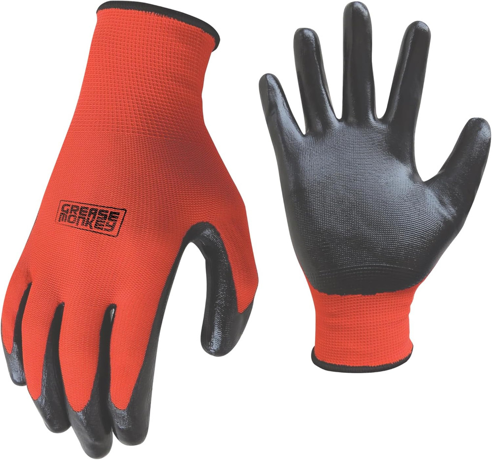 General Purpose Nitrile Coated Work Gloves, Size Large, 12 Pack,Red