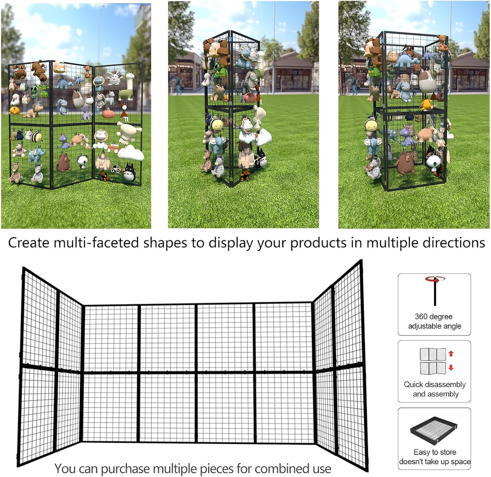 Foldable Grid Wall Panel Set - Heavy Duty Display Rack for Retail & Events
