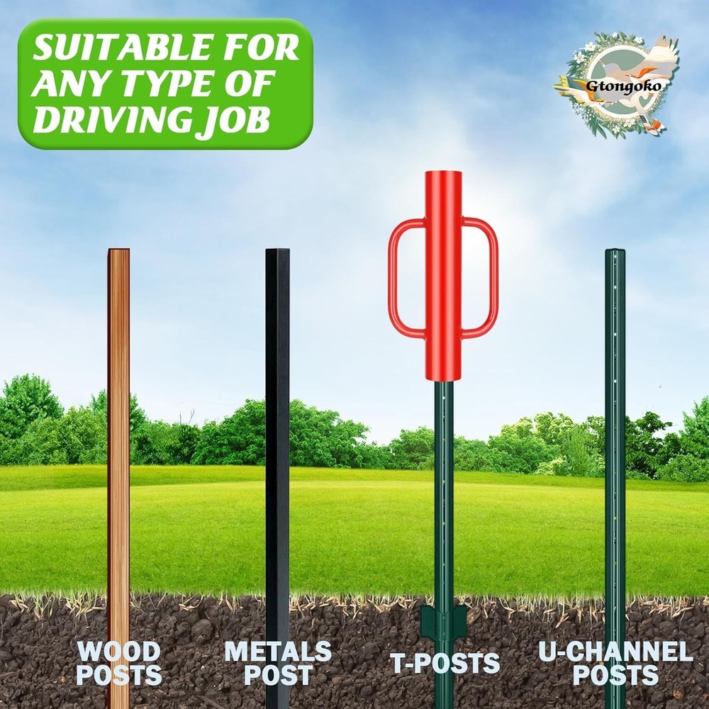 Durable Steel Fence Post Driver with Loop Handles for Easy Ground Installation