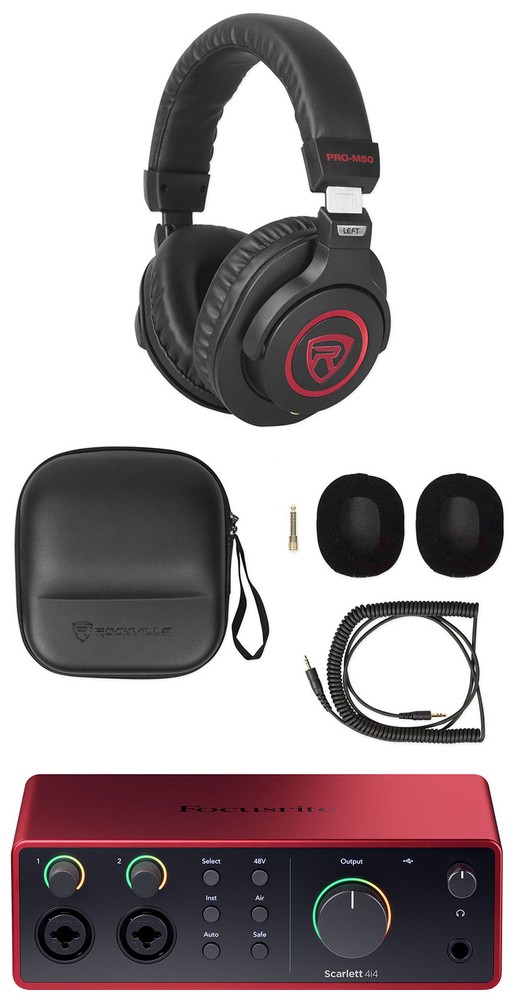 Focusrite Scarlett 4i4 4th Gen Studio Recording USB Audio Interface+Headphones