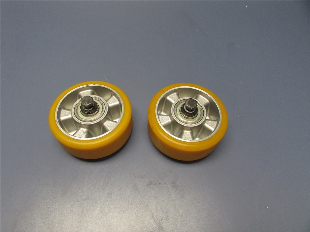 New Lot of 2 Yellow Rubber Casters / Wheels w/ Bearings