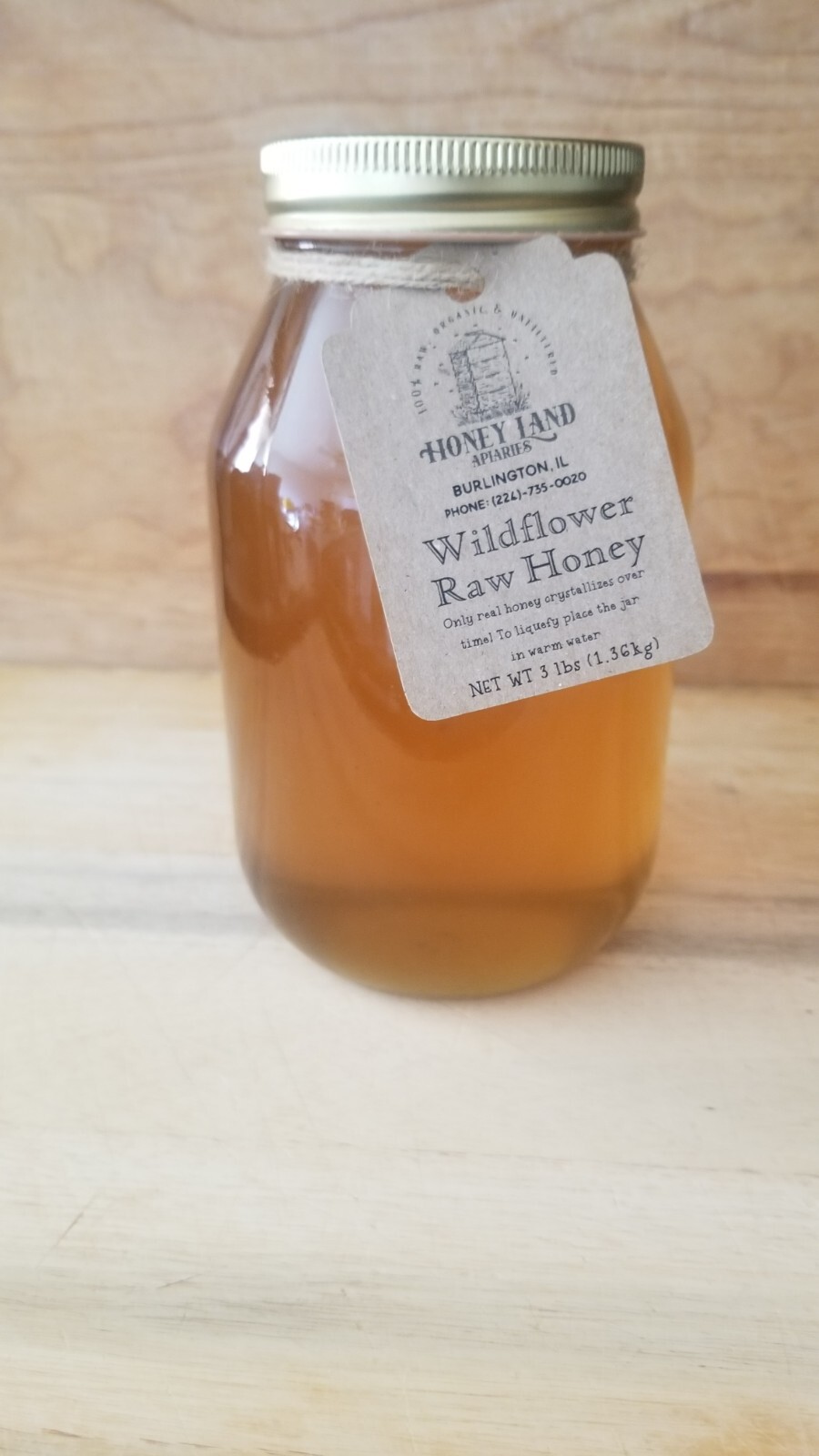 Raw Honey 3 lb (1.36kg) - 100% Raw, Wildflower, Local Organic, Unfiltered
