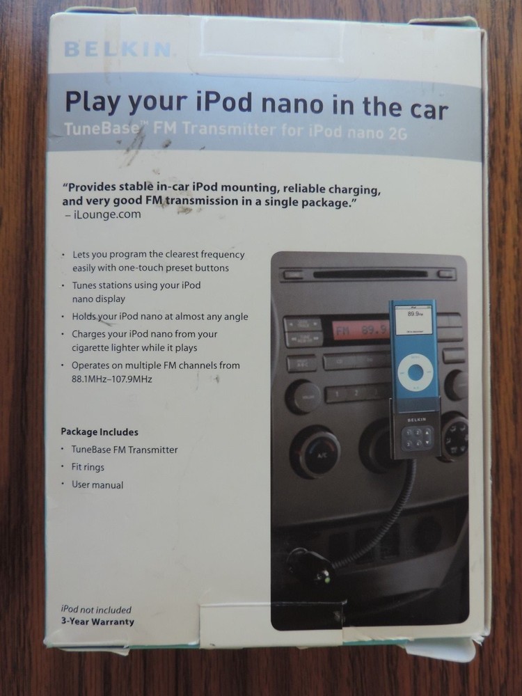 BELKIN TRANSMITTER TUNEBASE FM PLAY AND CHARGE IPOD CLEARSCAN TECHNOLOGY BLK