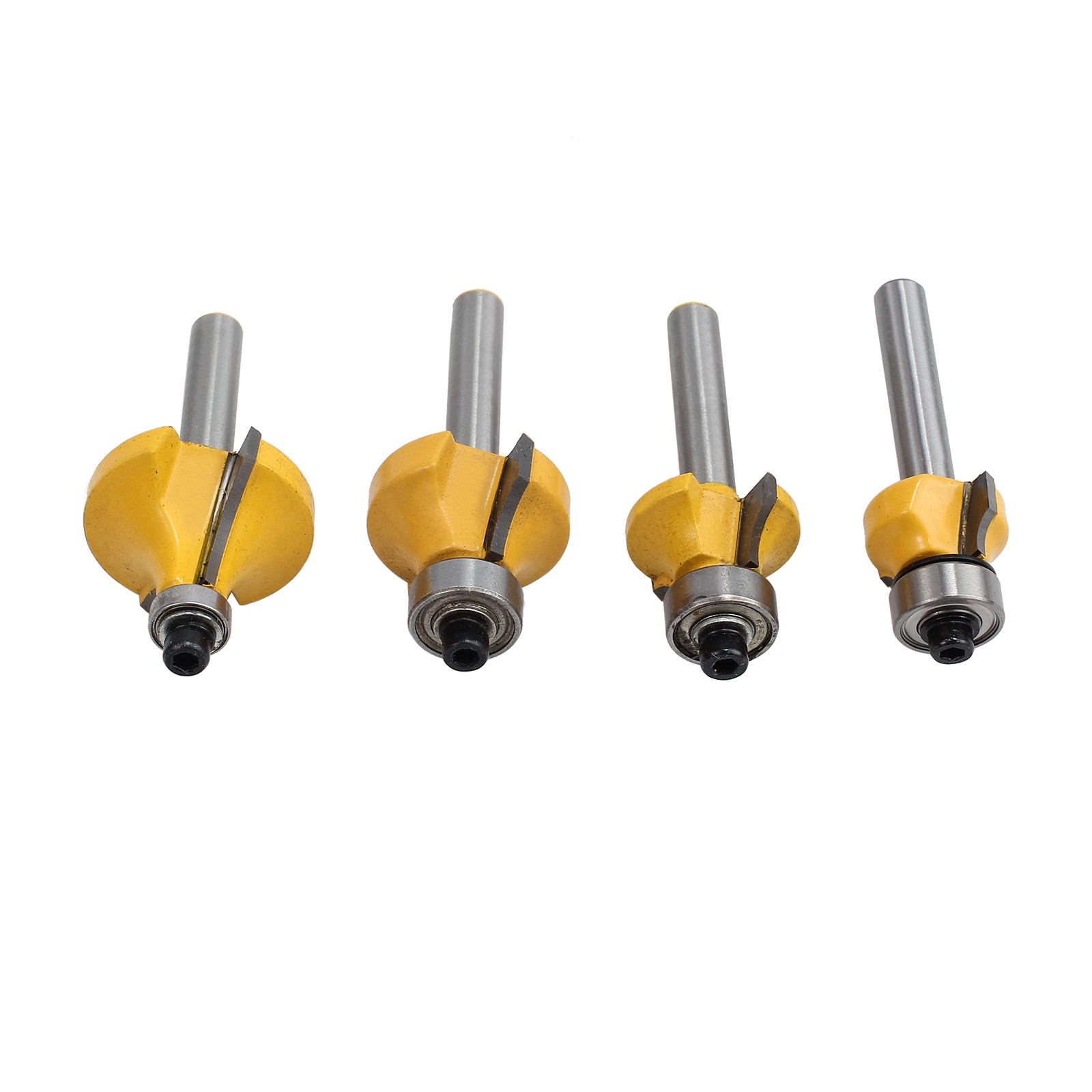 4PCS Round Over Edge Forming Router Bit 1/4" Shank 1/2'' 3/8''1/4'' 1/8'' Radius