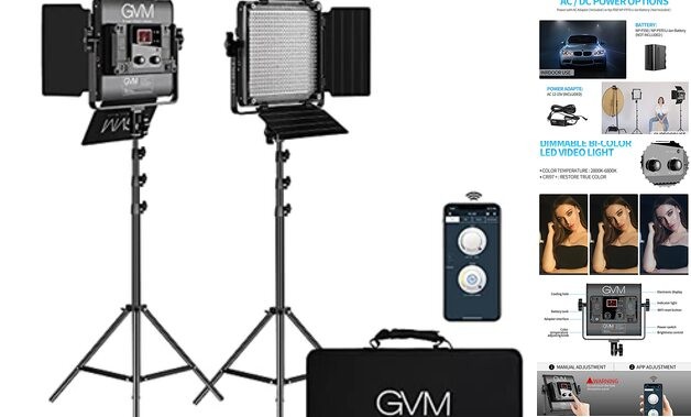 GVM 2 Pack LED Video Lighting Kits with APP Control, Bi-Color Variable