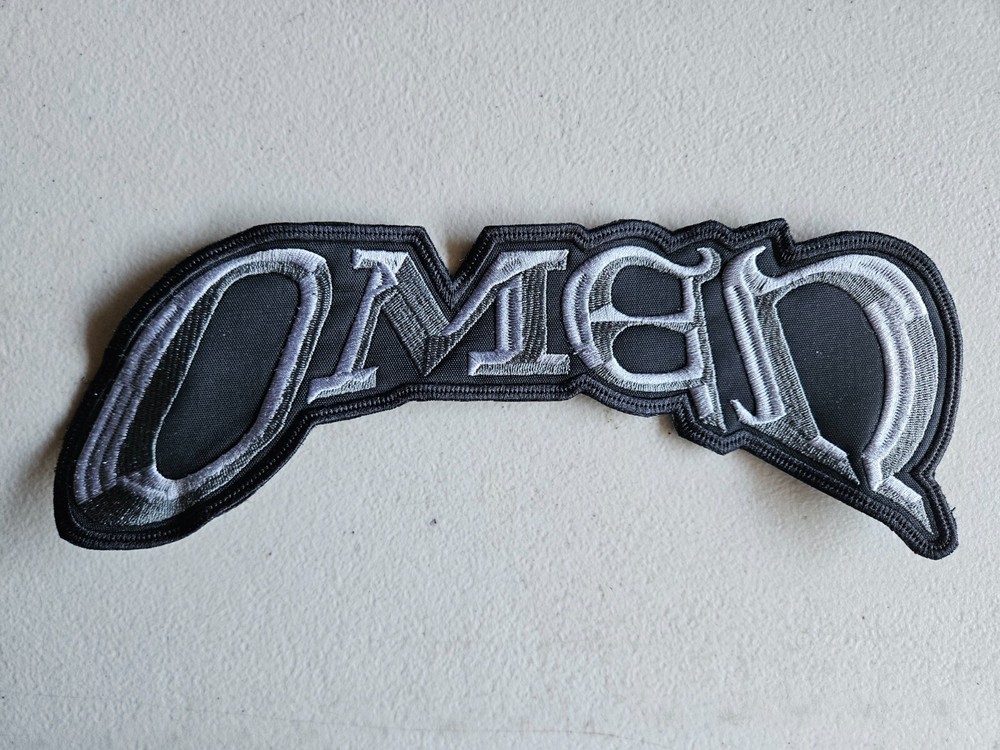 OMEN, SEW ON SILVER EMBROIDERED LARGE BACK PATCH