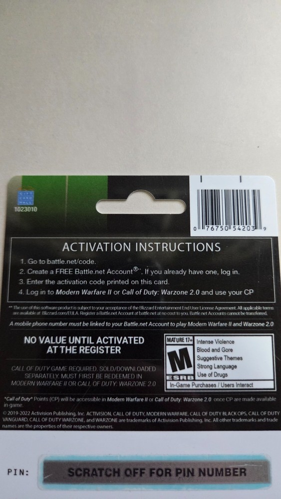 2400 Call of Duty E-delivery CoD Points Digital Code for PC Battle.net